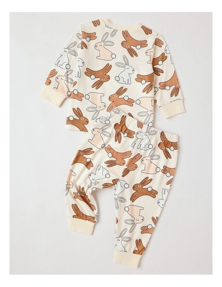 Cosy Knit Bunny Pyjamas in Oatmeal image 3