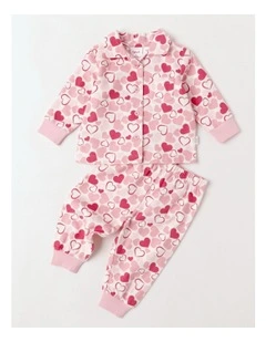 Woven Floral Pyjamas in Bright Pink