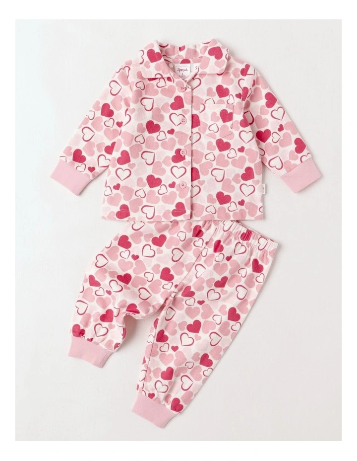 Woven Floral Pyjamas in Bright Pink image 1
