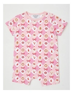 Matching Argyle Romper Romper in Pale Pink