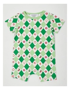 Matching Argyle Romper Romper in Light Green
