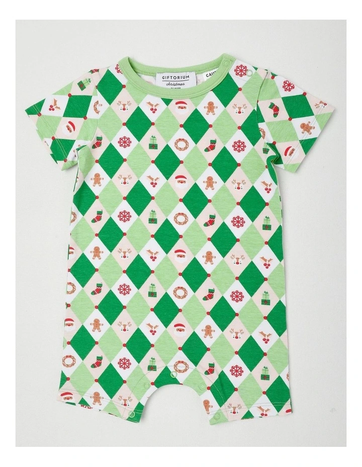 Matching Argyle Romper Romper in Light Green image 1