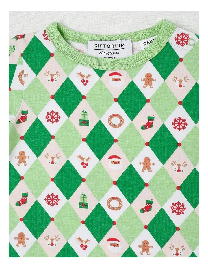 Matching Argyle Romper Romper in Light Green image 2