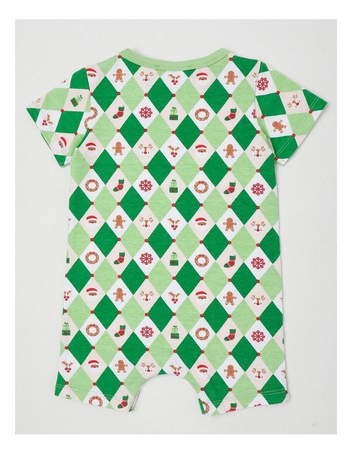 Matching Argyle Romper Romper in Light Green image 3