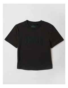 Wicked Fitted Diamante T/Shirt in Charcoal