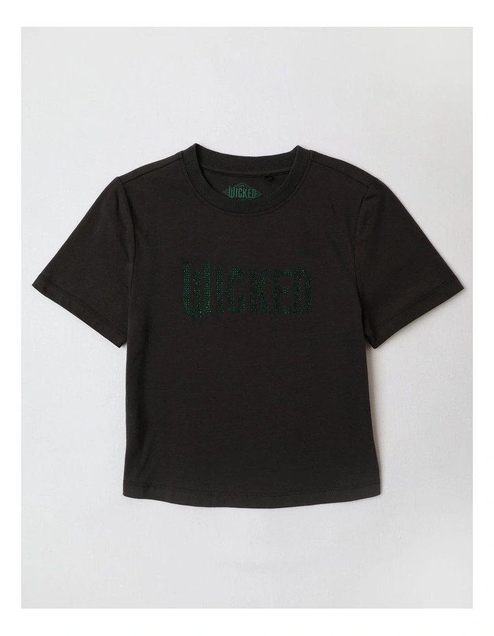 Wicked Fitted Diamante T/Shirt in Charcoal image 1