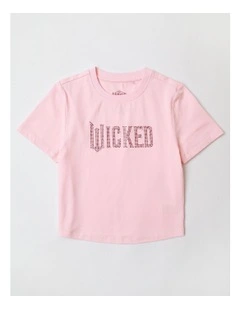 Wicked Fitted Diamante T/Shirt in Tulip