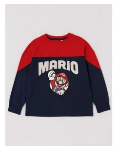 Mario Spliced Long Sleeve T-Shirt in Navy