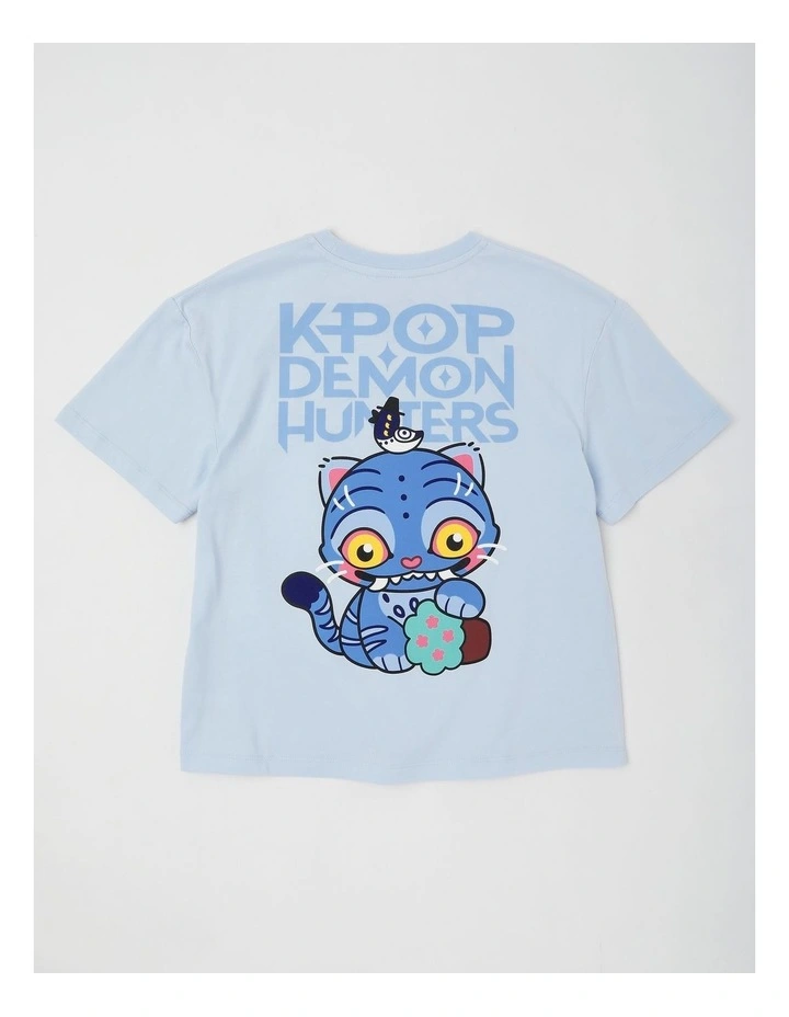 K-Pop Demon Hunters Derpy Spliced T-Shirt With A Bag Tag in Blues image 3