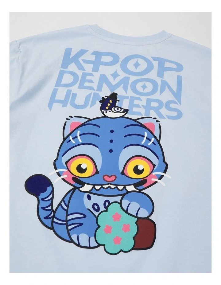 K-Pop Demon Hunters Derpy Spliced T-Shirt With A Bag Tag in Blues image 4