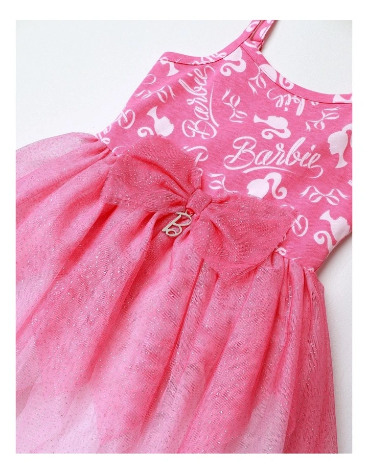 Barbie Bow Tulle Party Dress in Hot Pink image 3