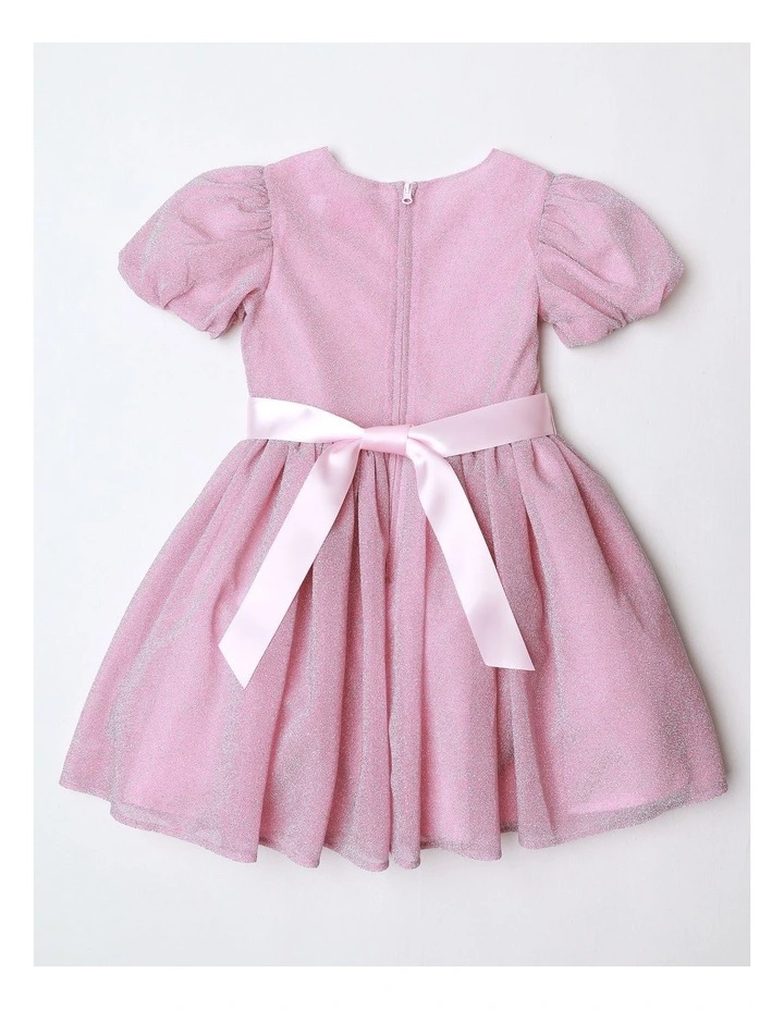 Barbie Glitter Puff Sleeve Party Dress in Pink image 3