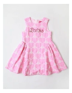 Barbie Textured Sleeveless Party Dress in Baby Pink