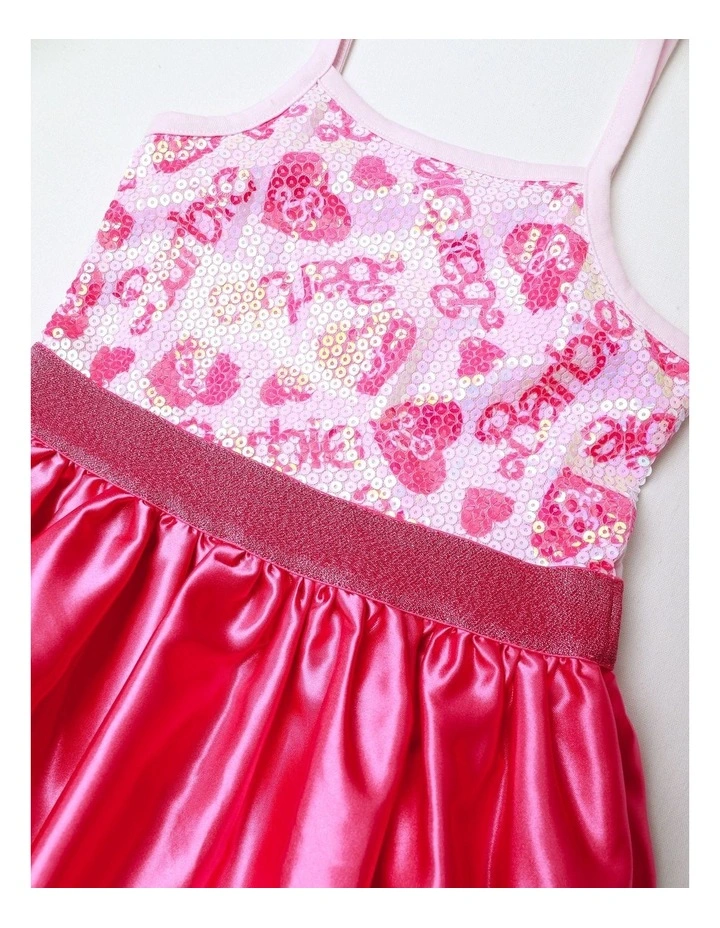 Barbie Sequin Bubble Hem Party Dress in Baby Pink image 2