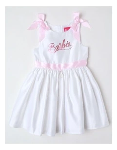 Barbie Satin Bow Dress in Winter White