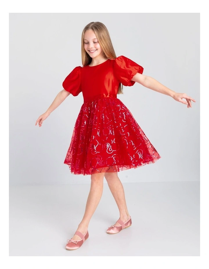Barbie Glitter Tulle Party Dress in Raspberry image 2