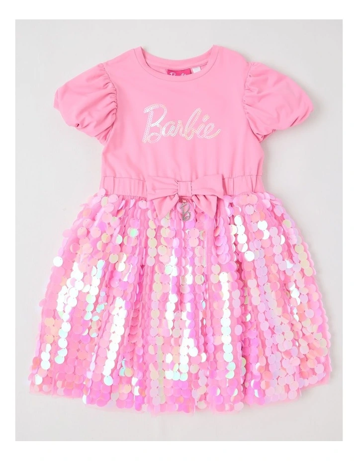 Barbie Bow Sequin Dress in Pink image 1