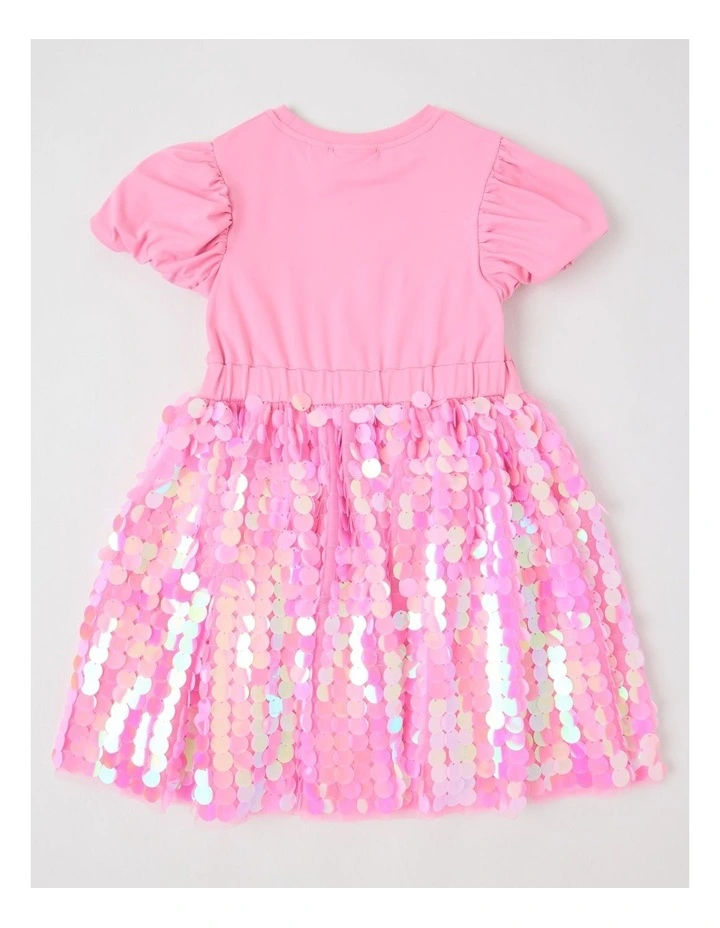 Barbie Bow Sequin Dress in Pink image 2
