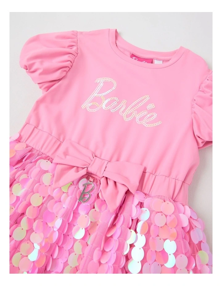 Barbie Bow Sequin Dress in Pink image 3