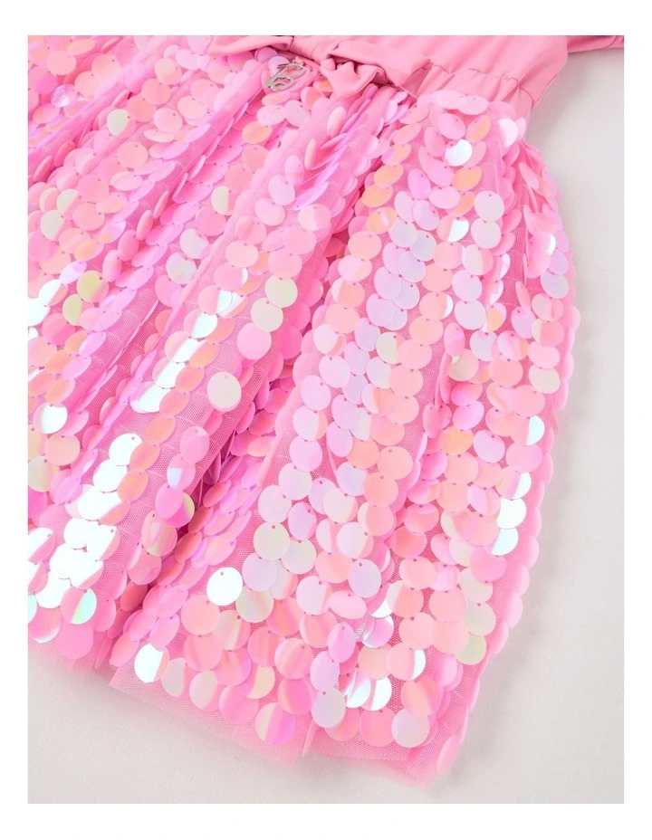 Barbie Bow Sequin Dress in Pink image 5