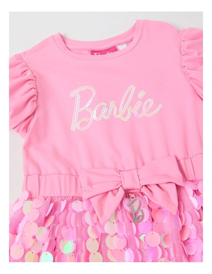 Barbie Bow Sequin Dress in Pink image 6