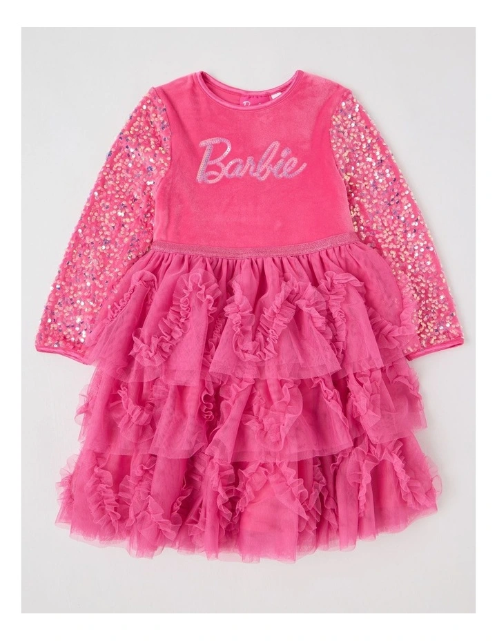 Barbie Velour Dress in Pink image 1