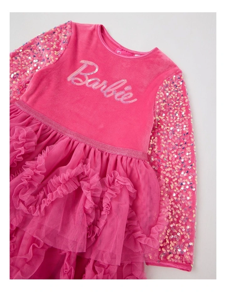 Barbie Velour Dress in Pink image 3