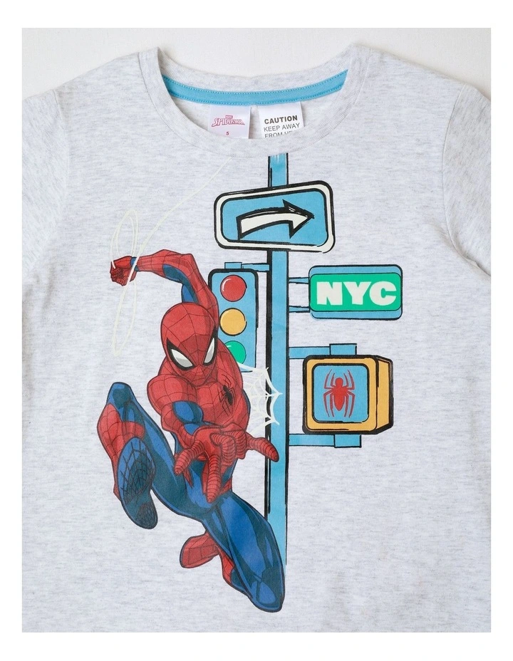 Disney Spiderman Cityscape Pyjama in Grey Marle image 3