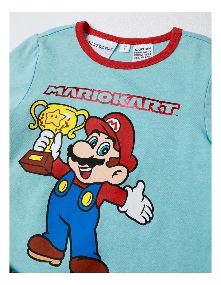 Super Mario Kart Stamp Pyjama With A Pillowcase in Pale Blue image 3
