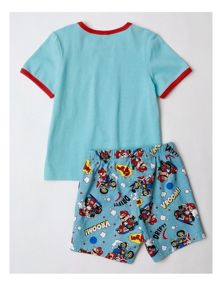 Super Mario Kart Stamp Pyjama With A Pillowcase in Pale Blue image 4
