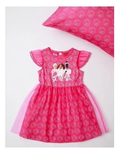 Barbie Girls Night Tulle Nightie With A Pillowcase in Hot Pink