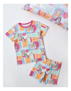 Bluey Sketchy Summer Pyjama With A Pillowcase Multi