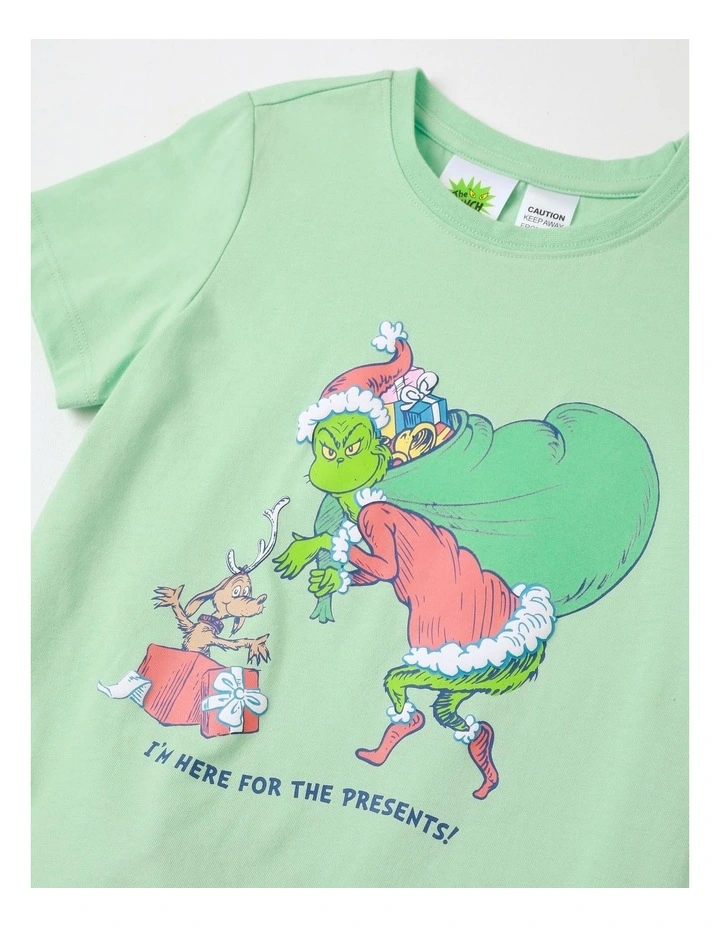 The Grinch Here For The Present Pyjama With Socks in Light Green image 2