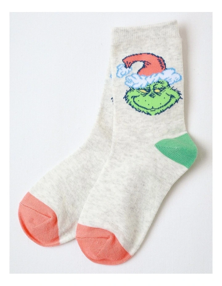 The Grinch Here For The Present Pyjama With Socks in Light Green image 5