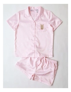 Butterfly Satin Pyjama in Pale Pink