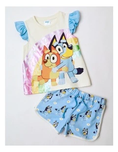 Bluey Rainbow T-Shirt & Shorts Set Multi