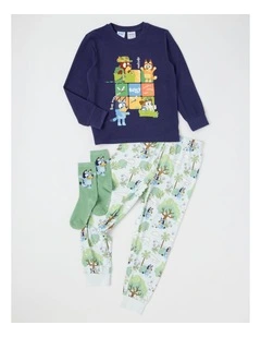 Cosy Knit Pyjama With Socks in Navy