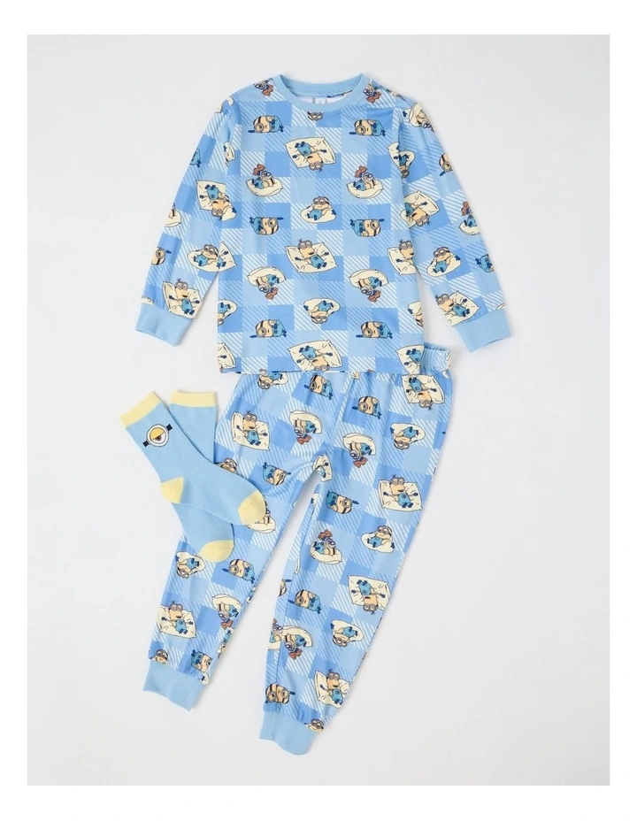 Cosy Knit Pyjama with Socks in Light Blue image 1