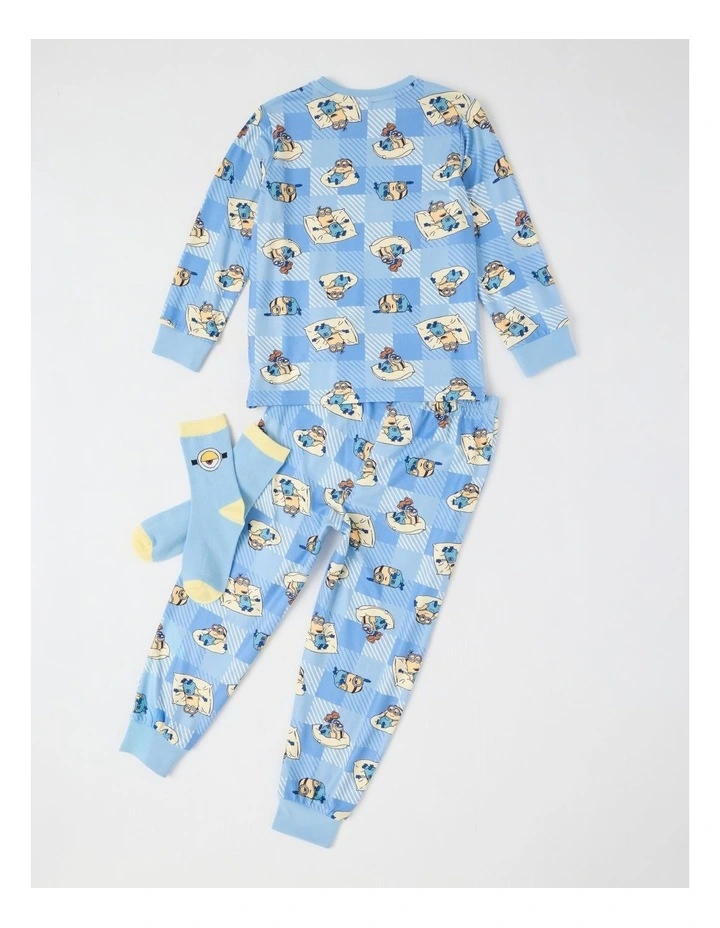 Cosy Knit Pyjama with Socks in Light Blue image 2