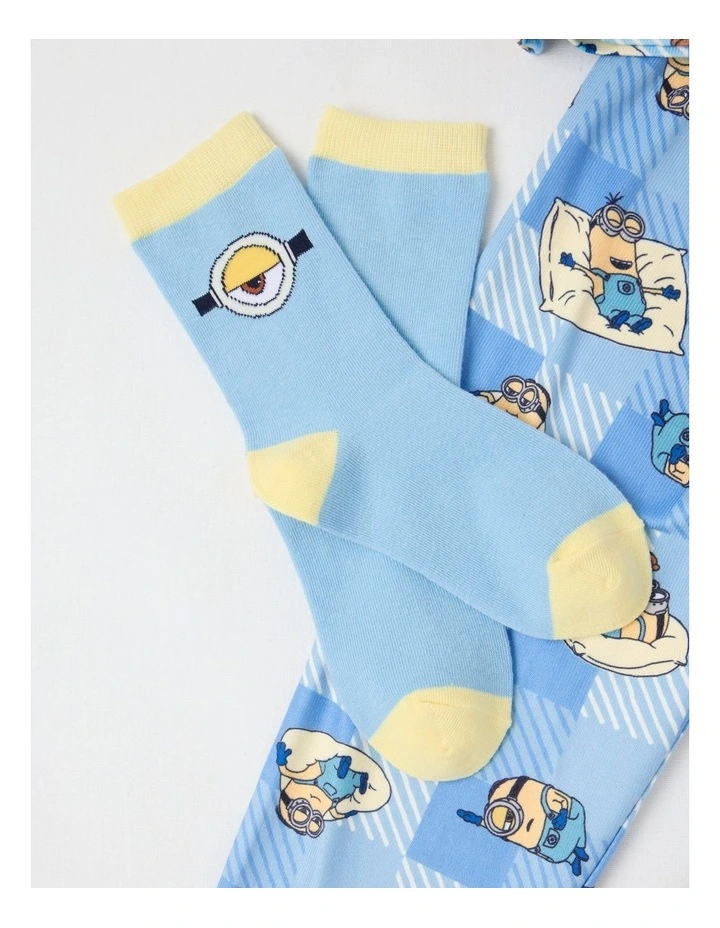 Cosy Knit Pyjama with Socks in Light Blue image 3