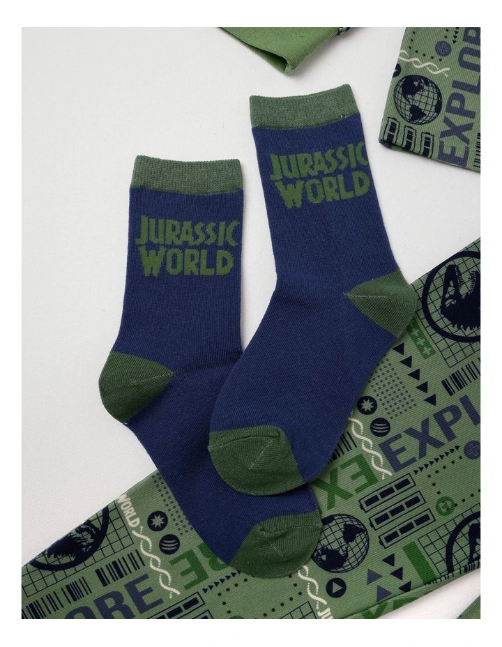 Jurassic Cosy Knit Pyjama With Socks in Green image 3