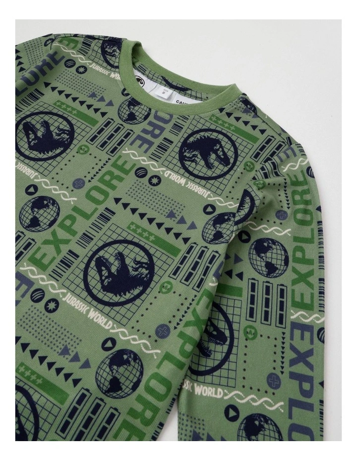 Jurassic Cosy Knit Pyjama With Socks in Green image 4