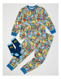 Spongebob Knit Pyjama With Socks in Multicolour