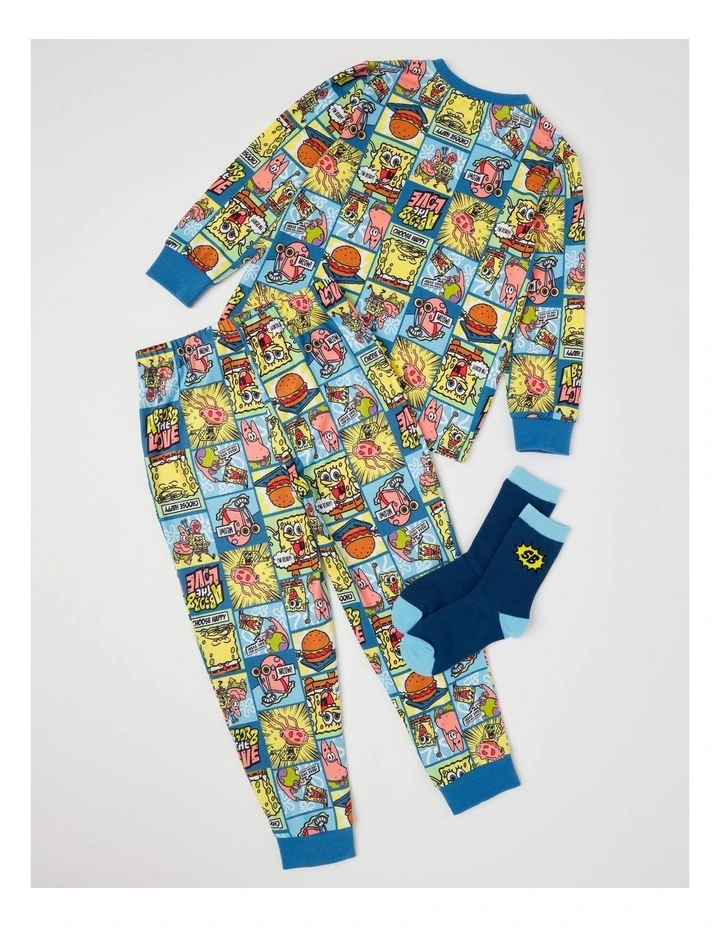 Spongebob Knit Pyjama With Socks in Multicolour image 2