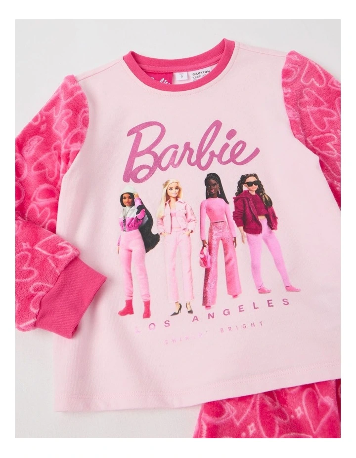 Barbie Fleece Knit Pyjama With Socks in Pink image 3