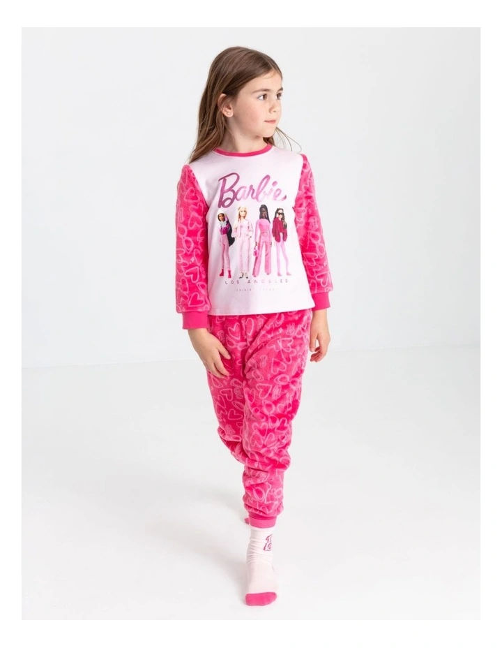 Barbie Fleece Knit Pyjama With Socks in Pink image 4