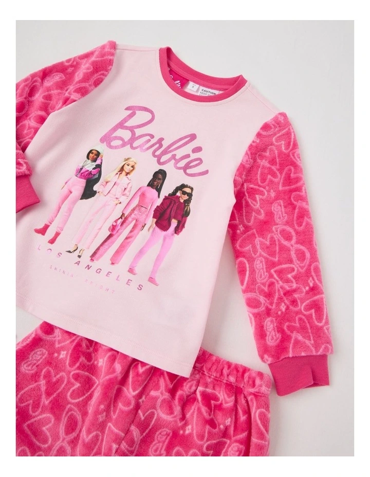 Barbie Fleece Knit Pyjama With Socks in Pink image 7