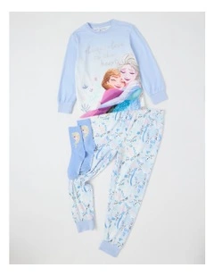 Cosy Knit Pyjama With Socks in Baby Blue