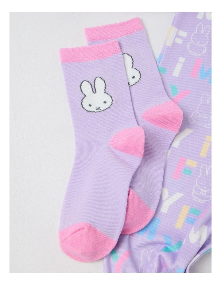 Miffy Cosy Knit Pyjama With Socks in Lilac image 4