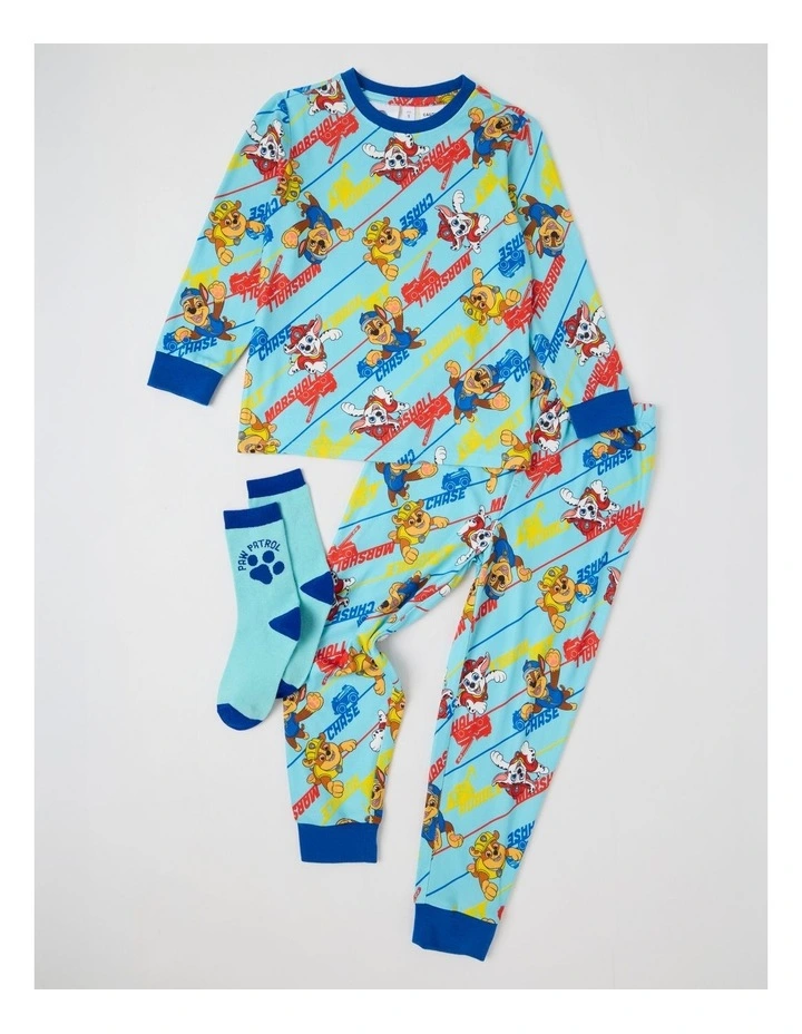 Cosy Knit Pyjama with Socks in Blue image 1